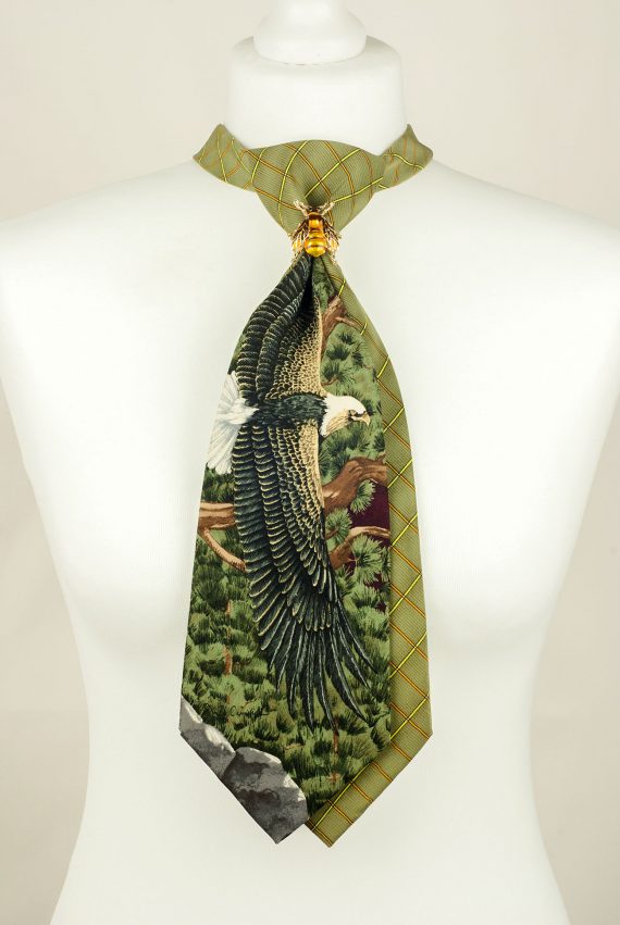 Eagle Tie, Green Tie, Handmade Tie