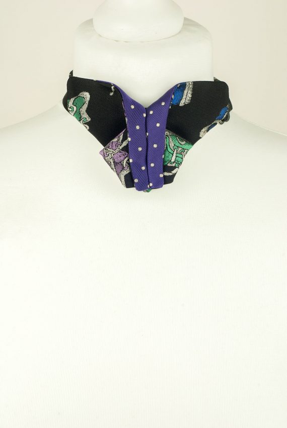 Origami Butterfly Bow Tie, Black, Purple, Polka Dot
