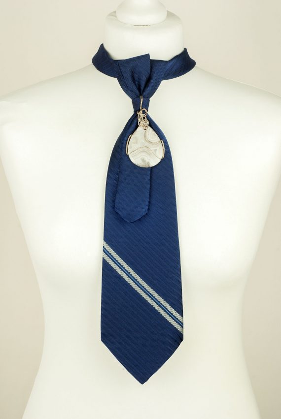 Unique Tie, Navy, Semi Precious Stone,