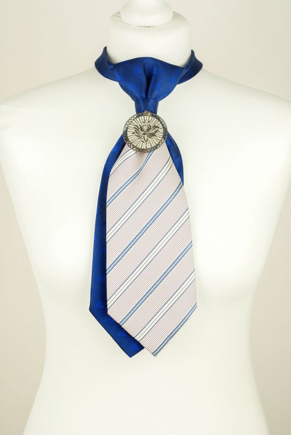 Unique Tie, Blue Silk Necktie, Ladies Tie