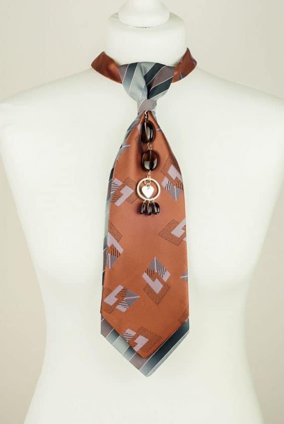 Unique Tie, Copper Colour Tie, Dangle Pendant Tie