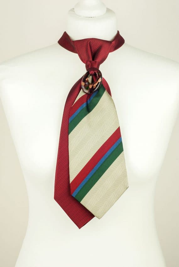 Handmade Tie, Striped, Burgundy Tie