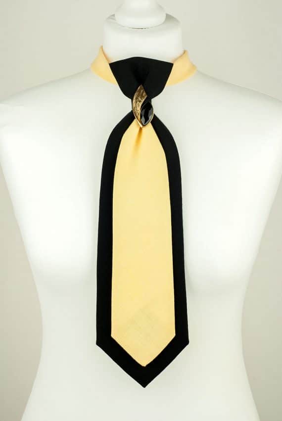 Cravate en laine, cravate vintage, cravate jaune