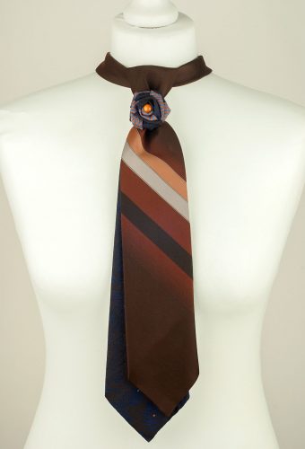 Brown Tie, Striped Tie, Retro Necktie, Vintage Necktie