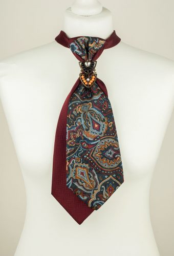 Cravate bordeaux, cravate florale Sarasa