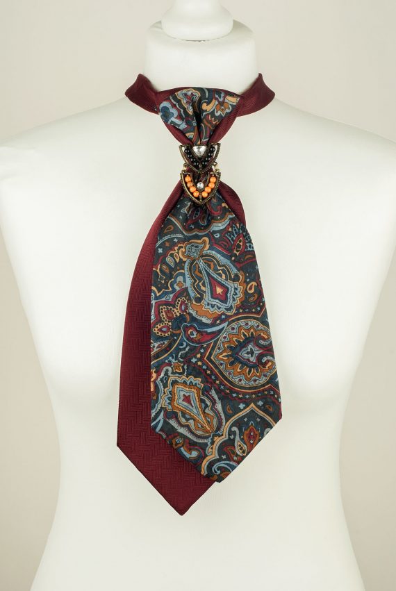 Burgundy necktie, Sarasa Floral necktie