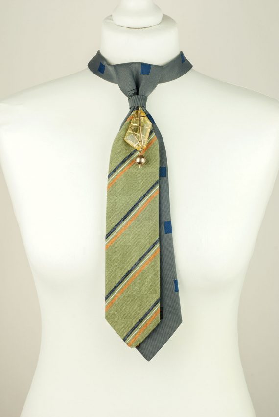 Moss Green Tie, Grey Necktie