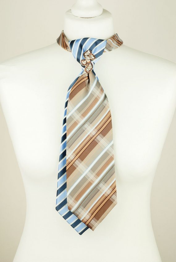 Striped Necktie, Blue Tie, Brown Tie