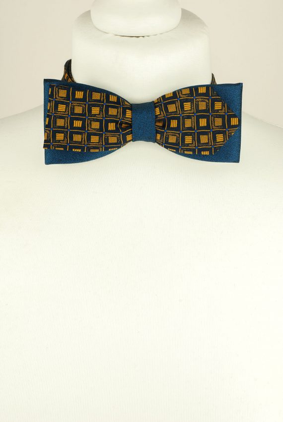 Blue, Mustard Bow Tie, Checked Bow Tie