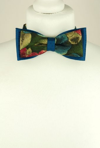 Turquoise Bow Tie, Leaf Print Bow Tie