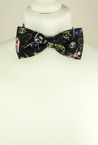 Bug Print Bow Tie, Black Bow Tie, Silk Bow Tie