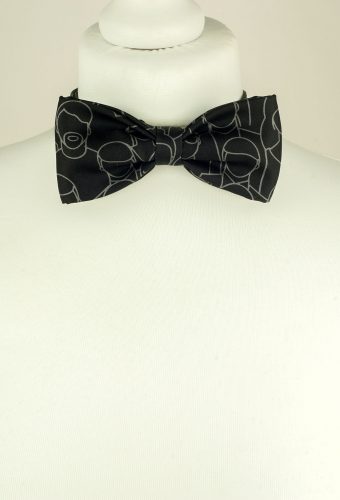 Black Bow Tie, Silk Bow Tie, Silhouette Print Bow Tie
