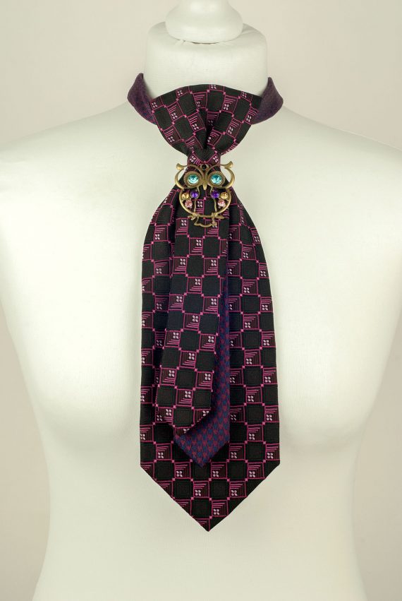 Owl Necktie, Silk necktie, Black Tie