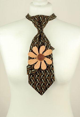 Leather Flower, Black Tie, Silk Tie