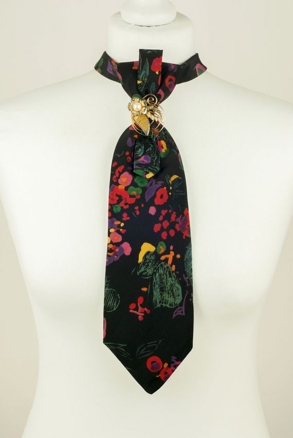 Cravate Florale Abstraite, Cravate Noire