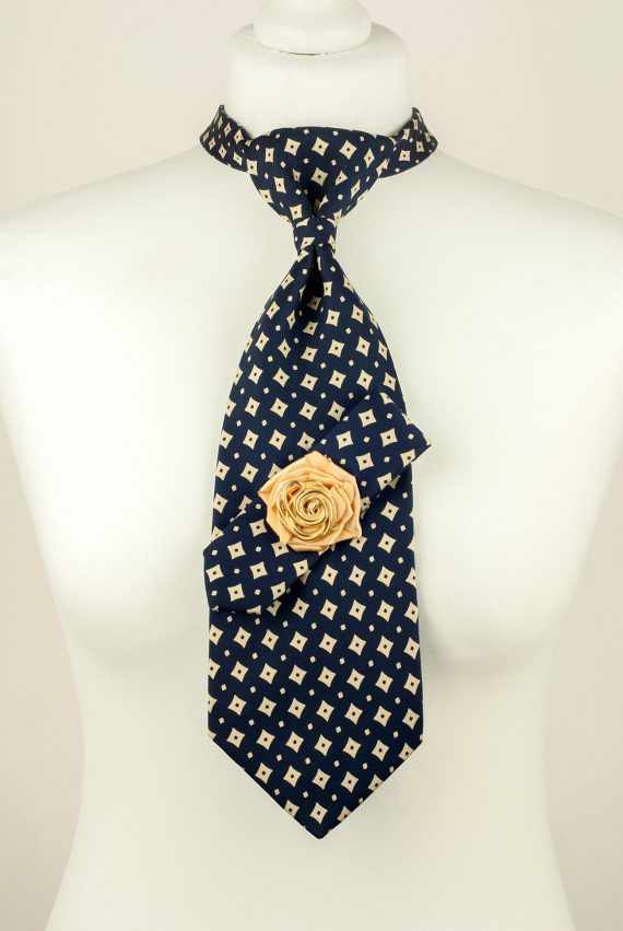 Cravate bleu marine, cravate en soie faite à la main
