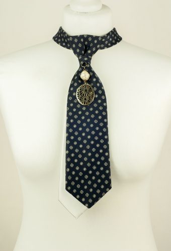 Navy Tie, Pearl Pendant Necktie