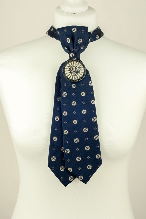 Cravate en soie faite à la main, cravate bleu marine