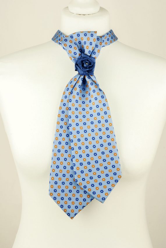 Silk Tie, Floral Necktie, Baby Blue Tie