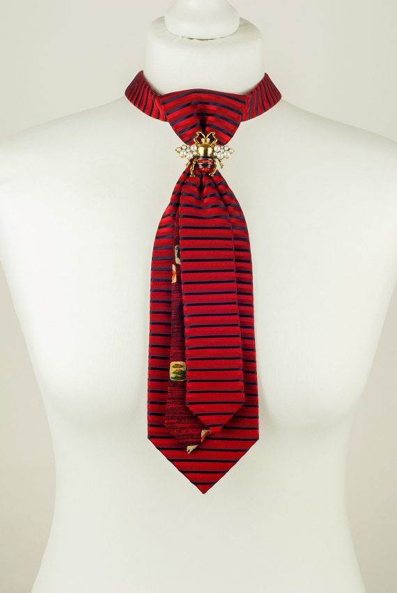 Cravate rouge rayée, cravate d'abeille, cravate d'insecte