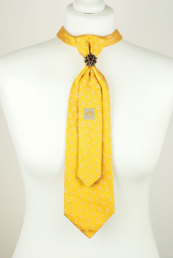 Cravate Versace, Cravate jaune, Cravate en soie